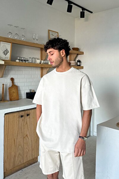 Flaw Wear تي شيرت أساسي كبير الحجم باللون البيج