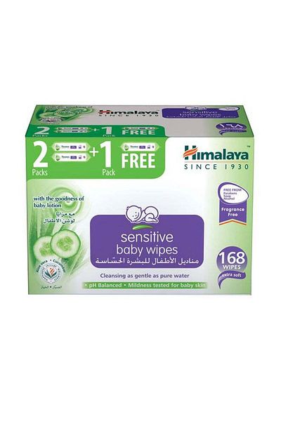 Himalaya Baby Wipes 2+1 Pack, Sensitive And Fragrance Free