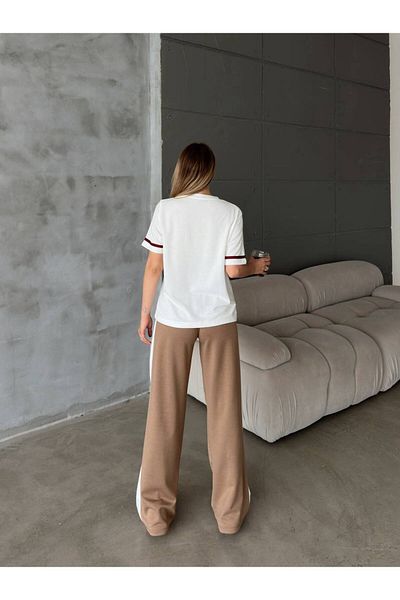 OTAKU Women's Modal Fabric Stripe Detailed T-Shirt Pants Set