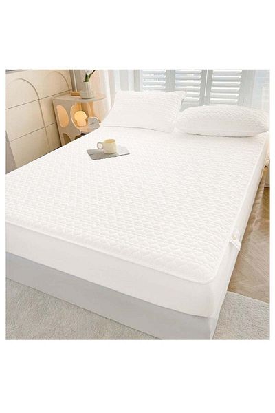 huitich Waterproof Fitted Bedding Topper Set 150 x 200 cm - White