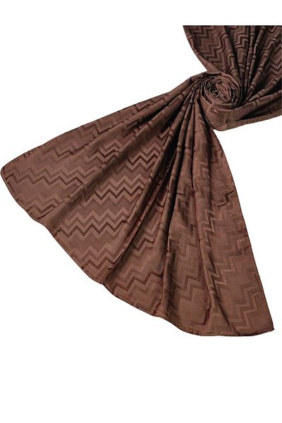 mim eşarp Silky Textured Jacquard Zigzag Patterned Shawl 75X190 cm