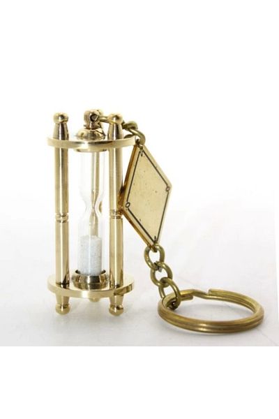 Nur E Ticaret Brass Hourglass Keychain Model 5