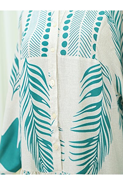 Modamorfo Φόρεμα με μοτίβο με μισό κουμπί με γιακά -Orman Yş.