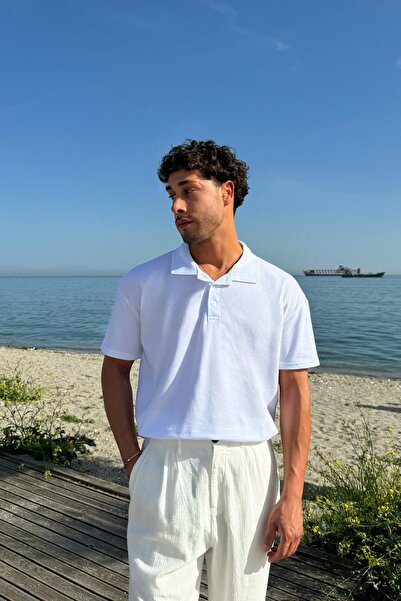 Flaw Wear Βασικό μπλουζάκι με γιακά πόλο λευκό