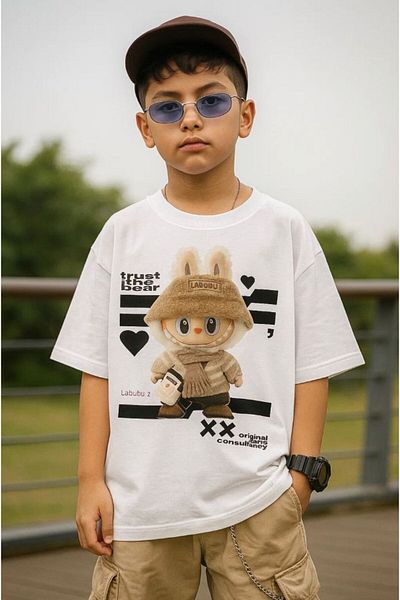 Touz Moda Tricou unisex supradimensionat Labubu Kids Design
