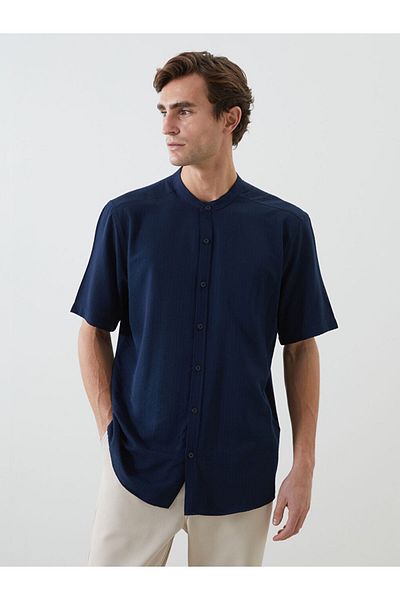 LC Waikiki White Regular Fit Short Sleeve Dobby Men's Textured Shirt