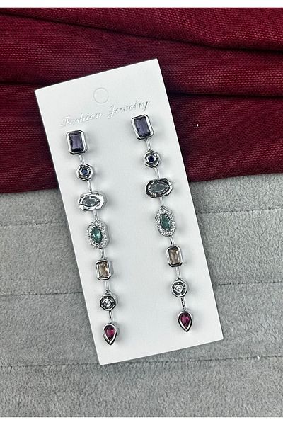 mos&more Top Quality Silver Seven Elements Stone Lightweight Earrings, Popular