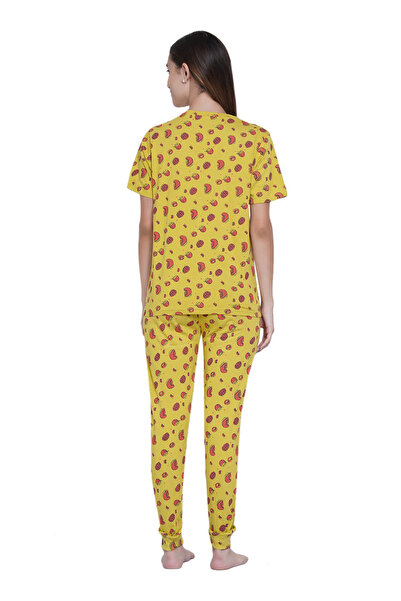 LAUREN SMITH Women's Pajama Set Half Sleeve Top with pants 2 Piece Sleepwear Cotton Ladies Soft Pjs Lounge Set