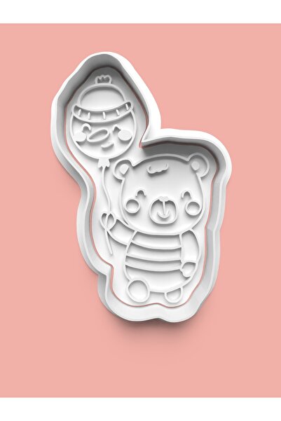 AKTASTORE قالب بسكويت على شكل دمية دب مع بالون وقالب عجينة السكر