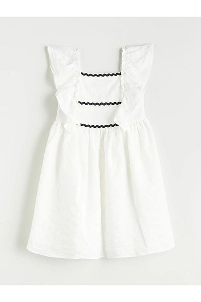LC Waikiki Lcw Kids Ecru Square Neck Girl's Dress