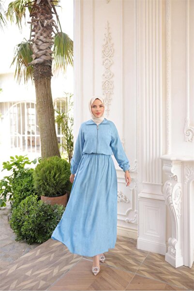 Bwest Set de fuste scurte și confortabile cu guler cămașă cu fermoar - cu buz...