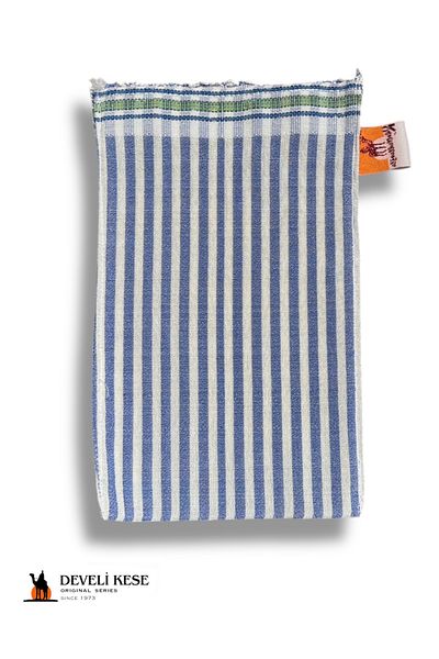 Develi Pouch 1973 Medium Hard Bath and Hammam Pouch Flos Silk Lineo -Blue (1 Pc)