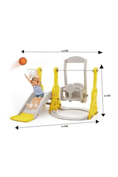 FULLJOY Slide with swing, climbing ladder and basketball ring 4*1, 138*118*110 cm