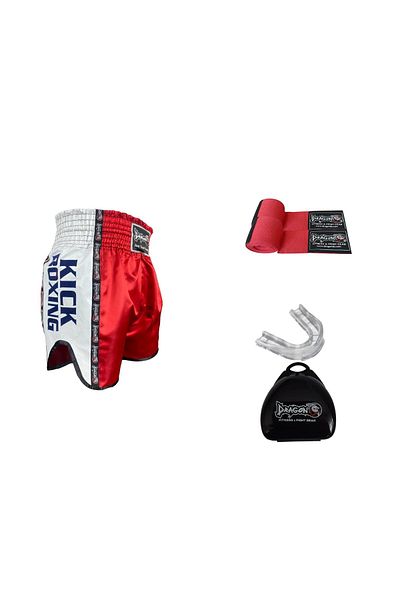 Dragondo Dragon Kb355 Kick Boxing Shorts 3.5 Meter Bandage and Sports Mouthguard 3-Piece Boxing Set