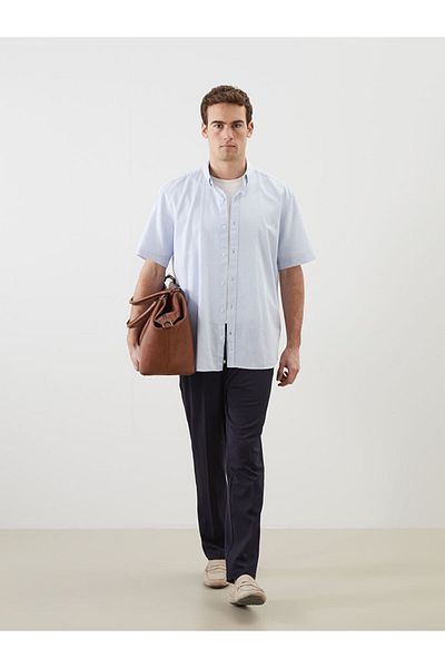 LC Waikiki Sari Regular Fit Short Sleeve Linen Blend Men's Shirt