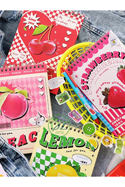 ÖZ OFİS Fruits Temalı Günlük Planlayıcı Tarihsiz Ajanda Sert Kapak A5 Çelik S...