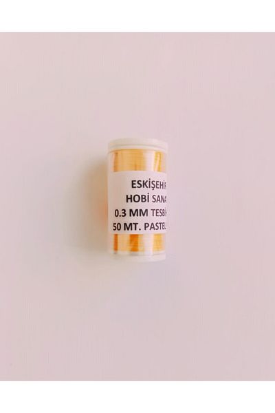 Eskişehir hobi sanat 0,3 mm 50 μέτρα κορδόνι Tasbih Παστέλ Κίτρινο Χρώμα