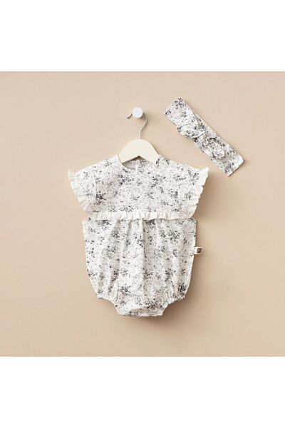 Minimus Newborn Baby Girl Cotton Summer Romper Jumpsuit Set Bandana Bottom Snap Baby Set