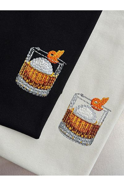 Trendiz Unisex Premium Old Fashioned Κεντητό Tshirt Μαύρο