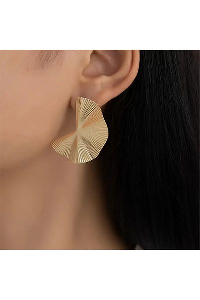 HDCreativeDesign 1 Pair Vintage Geometric Fan-Shaped Steel Earrings