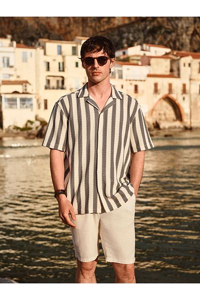 LC Waikiki Regular Fit Short Sleeve Striped Men's Shirt