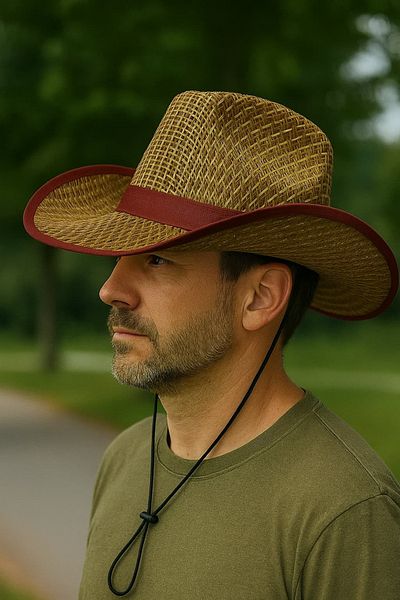 WOHOME Straw Look Lace-Up Cowboy Hat Summer Fedora Hat