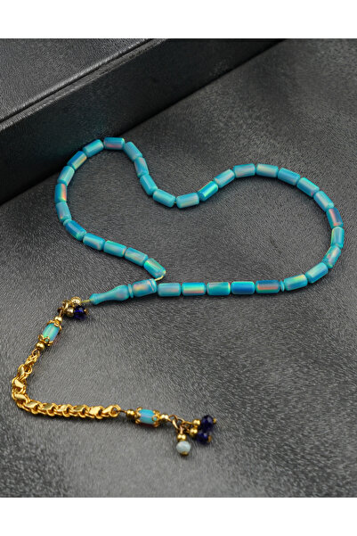 Tesbih-i Hazır Tesbihçilik Bilekboy Opal Taşı Tesbih Özel 22K Altın Kaplama Tasarımlı Püskül ile Çekim Harikası