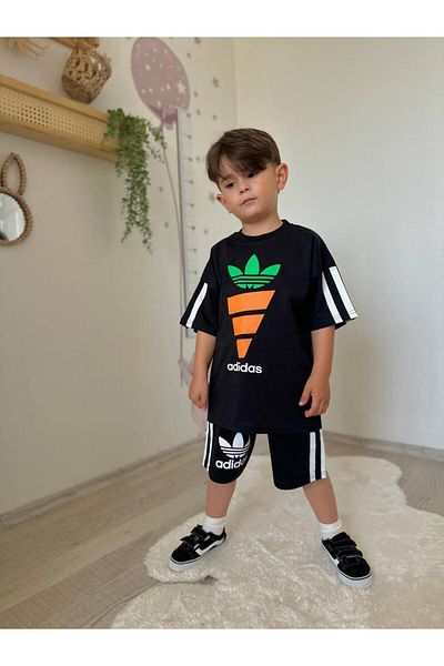 JELİBOOM Boy's Carrot Shorts Set 100% Organic Cotton
