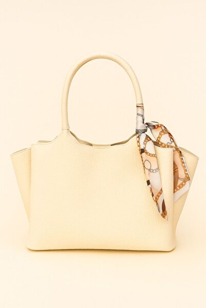 Timeless Beige Color Soft Leather Look Women's Shoulder and Hand Bag – Double Zipper, Shawl Detail
