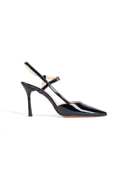 innsteal Nightglow Women's Black Patent Leather Thin Heels Shoes Pointed Toe Stylish Strap Stiletto Evening Dress Shoes