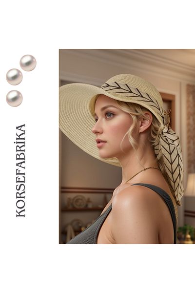 korsefabrika trend mood store Stylish and Functional Straw Beach and Casual Hat with Wide Brim Sun Visor