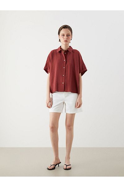 LC Waikiki Plum Oversize Modal Blend Women's Shirt