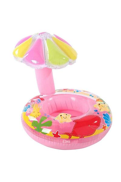 SIKS Inflatable Ring Type For Babies / Children With Sunshade, Protective Floor, 70 Cm X 80 Height