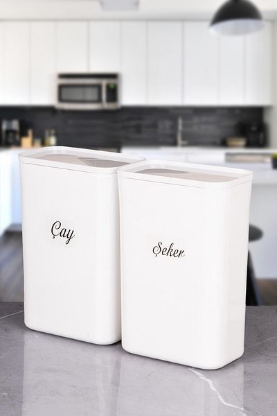naturelove 2 Li White Sugar Tea Food Storage Box Vacuum Lid 3 Lt Acrylic Labeled