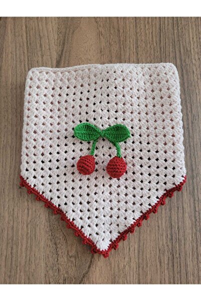 ÇİÇEKÖRGÜ Πλεκτή μπαντάνα, Χειροποίητη πλεκτή μπαντάνα με μοτίβο κερασιού, καλοκαιρινή μπαντάνα