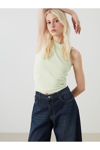 LC Waikiki Pastel Green Crew Neck Textured Women's Tank Top