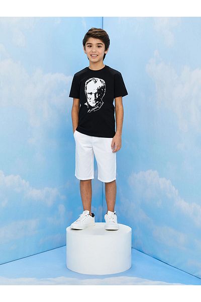 LC Waikiki New Season Crew Neck Ataturk Printed Short Sleeve Men's T-Shirt - S34584Z4