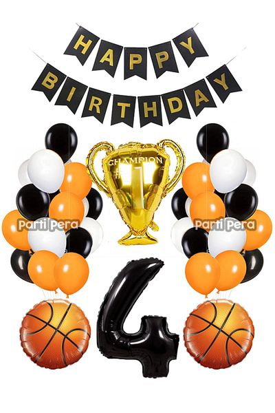 parti pera Basketball Birthday Balloon Set Trophy Foil Balloon Black Number Foil Balloon Basketball Ball Foil Balloon