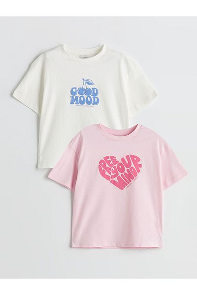 LC Waikiki New Season Crew Neck Girls T-Shirt Set of 2 - S5Ip31Z4