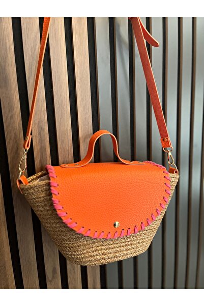 Home Τσάντα χεριού και ώμου με φυσική λεπτομέρεια από ψάθι - Σχέδιο με κάλυμμα