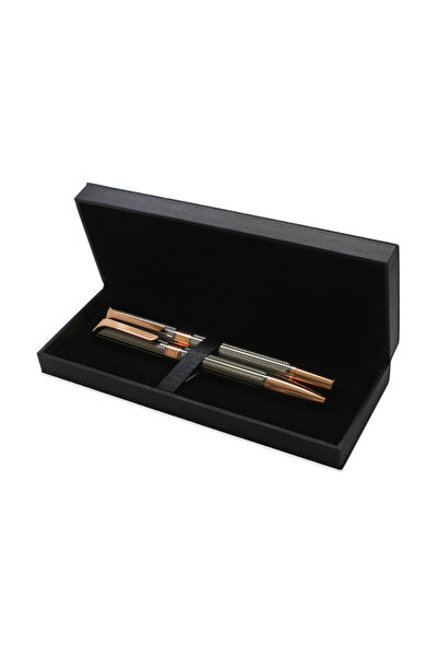 Tesbihane Kişiye Özel İsim Yazılı Rose Gri Renk Roller Tükenmez Kalem Seti