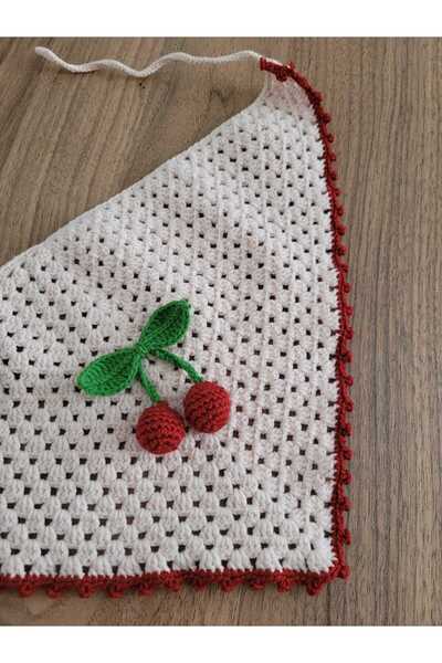 ÇİÇEKÖRGÜ Πλεκτή μπαντάνα, Χειροποίητη πλεκτή μπαντάνα με μοτίβο κερασιού, καλοκαιρινή μπαντάνα