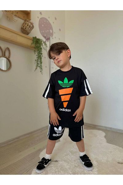 JELİBOOM Boy's Carrot Shorts Set 100% Organic Cotton