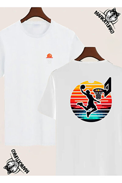 MarkaTurko تيشيرت مطبوع على الوجهين بتصميم خاص لكرة السلة 85009-12