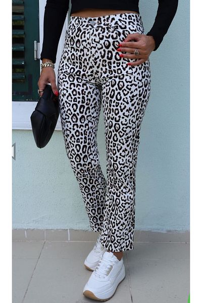 Nura Francy Women's New Season Summer Cotton Leopard Print Mom Pants
