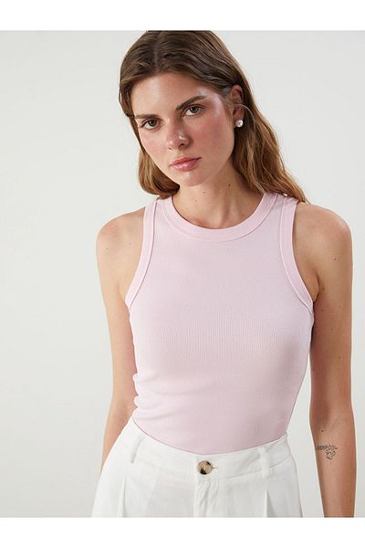 LC Waikiki Pink Lilac Crew Neck Textured Women's Undershirt
