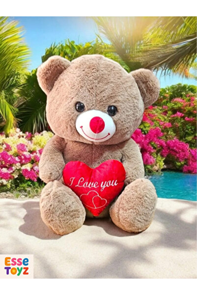 Kids دمية دب لطيفة على شكل قلب بني مقاس 35 سم - هدية رومانسية من القطيفة