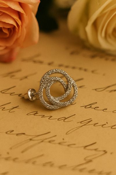 HDCreativeDesign 1 Pair of Spiral Zircon Stone Steel Earrings