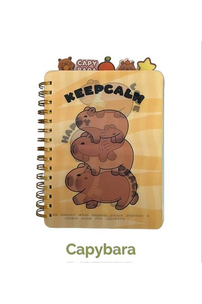 synshop Capybara Capybara Hologramă Caiet cu spirală în dungi cu separator de copertă schimbător