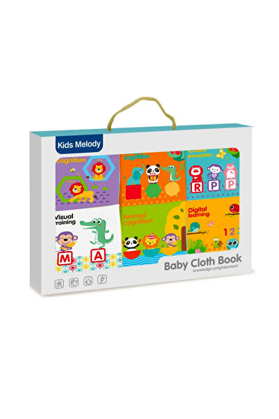 Picodino Set 6 Carti Textile pentru Bebelusi – Animale, Cifre, Forme si Culori